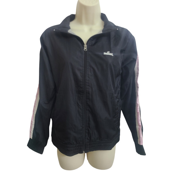 Y2K New Womens Spalding Black Windbreaker Jacket Small Water Resistant - Picture 2 of 7